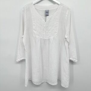 Match Point Top Shirt Large 100% Linen Lagenlook Beachy Coastal Minimalist USA